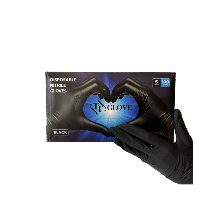 دستکش نیتریل مشکی TT Glove سایز Small (بسته 100 عددی)